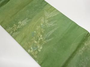 引き箔　芝に萩模様織り出し名古屋帯
